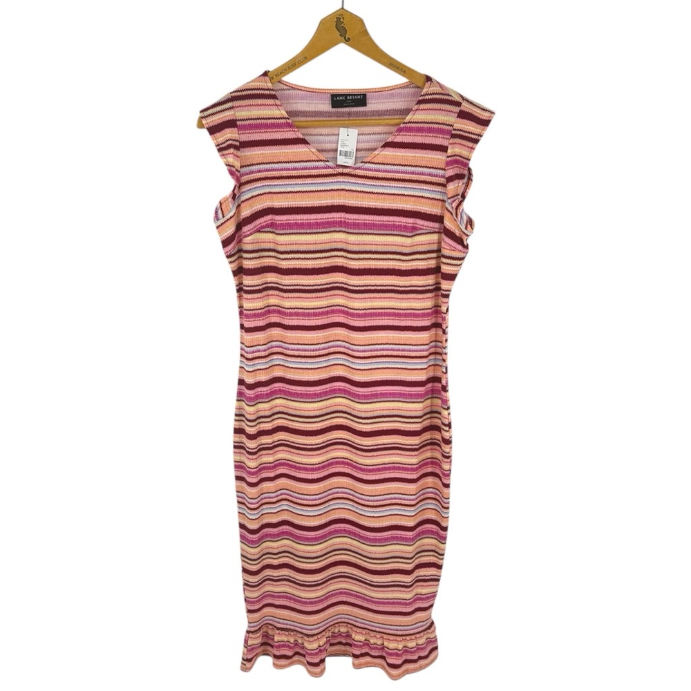 NWT Lane Bryant Cap-Sleeve Ruffle Bodycon Dress Size 14/16